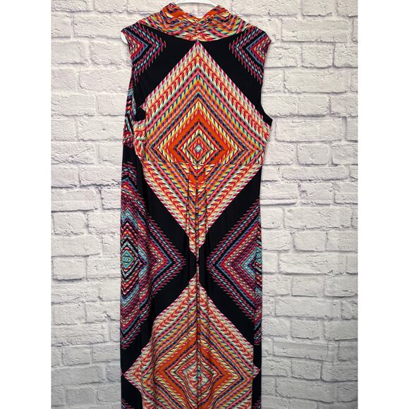 Chico's Multi-Color Diamond Patterned Sleeveless Maxi Dress V-Neck SZ 3 (XL) - Picture 4 of 4